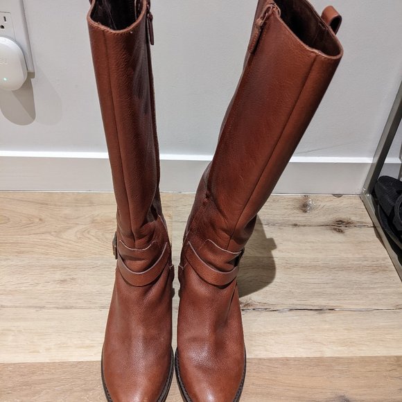 Cole Haan Brown Leather Riding Boots, Size 9 with 2 inch heel - Picture 1 of 5